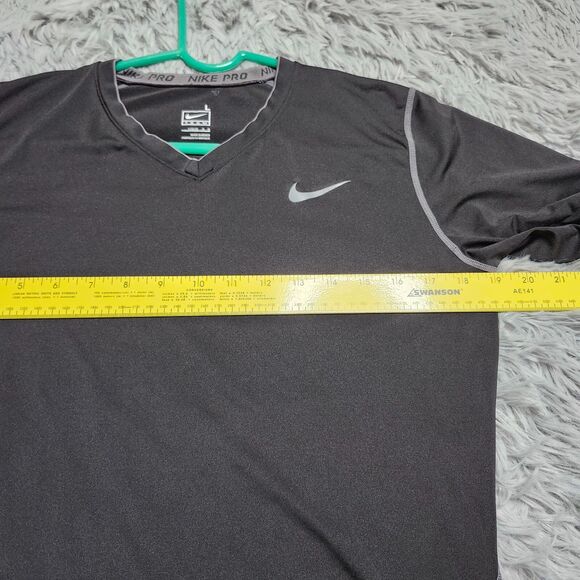 Nike Pro Team Shirt Fit Dry Mens Large Black Short Sleeve Compression Activewear - Picture 6 of 9